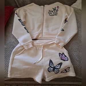 Hoodie Crop Top with matching shorts